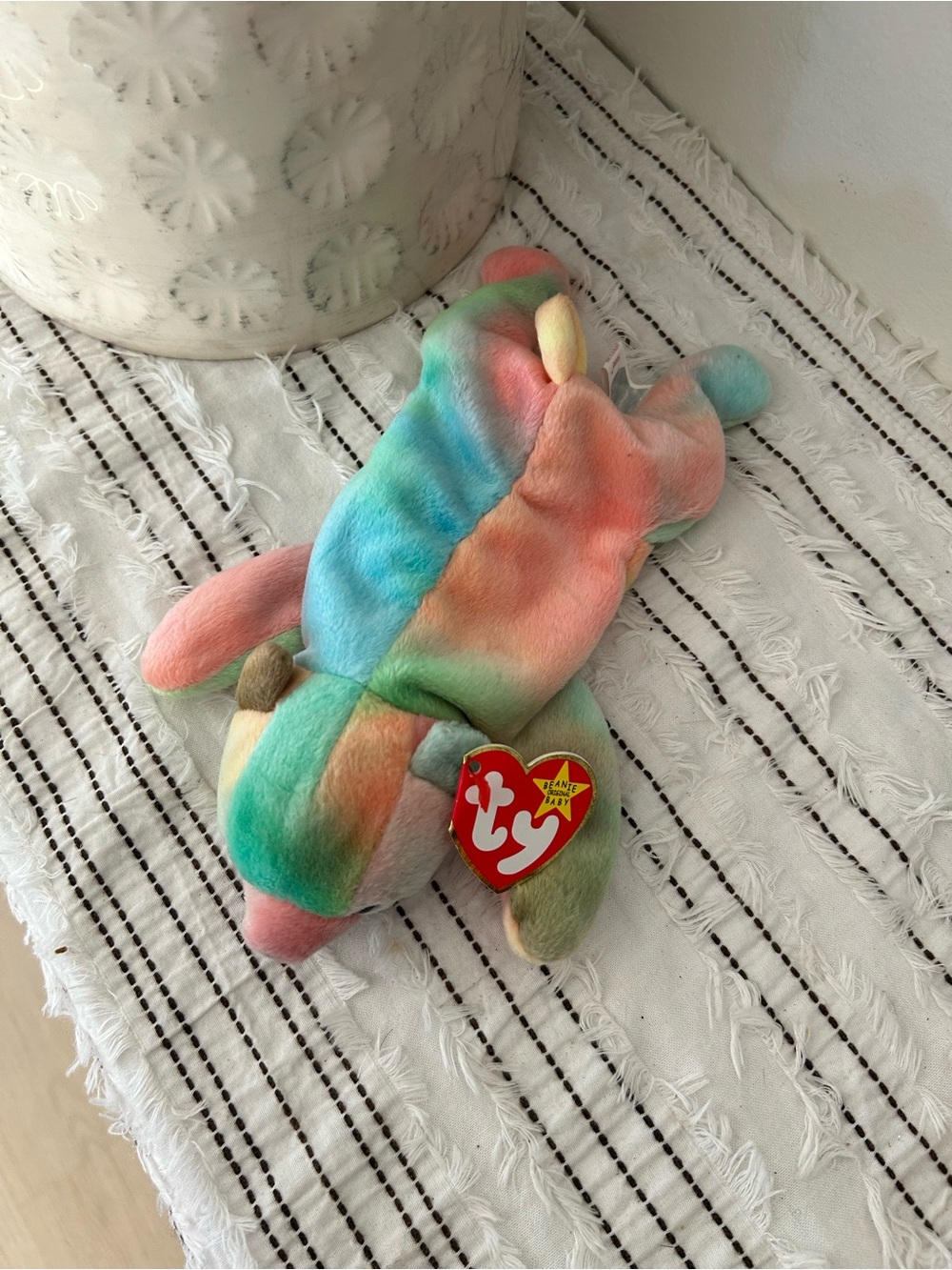 Vintage 1998 Ty Beanie Baby Sammy The Bear Pastel Multicolor Bear Plush Toy